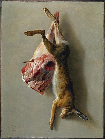 Jean-Baptiste Oudry A Hare and a Leg of Lamb oil painting image